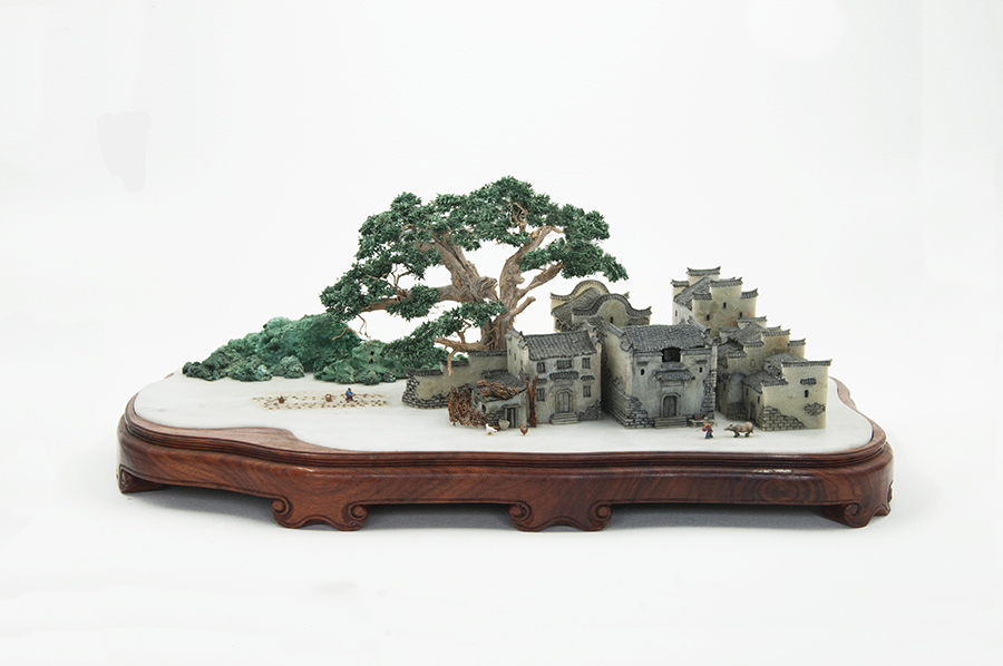 3《婺源古村》青田石30X15cm.jpg